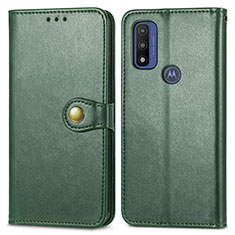 Leather Case Stands Flip Cover Holder S05D for Motorola Moto G Pure Green