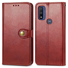 Leather Case Stands Flip Cover Holder S05D for Motorola Moto G Pure Red