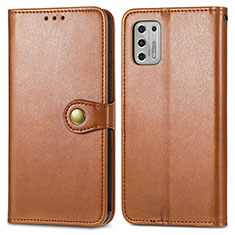 Leather Case Stands Flip Cover Holder S05D for Motorola Moto G Stylus (2021) Brown