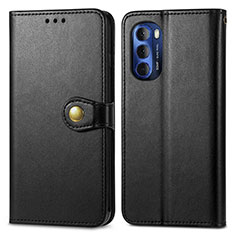 Leather Case Stands Flip Cover Holder S05D for Motorola Moto G Stylus (2022) 4G Black