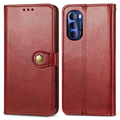 Leather Case Stands Flip Cover Holder S05D for Motorola Moto G Stylus (2022) 4G Red