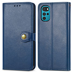 Leather Case Stands Flip Cover Holder S05D for Motorola Moto G22 Blue
