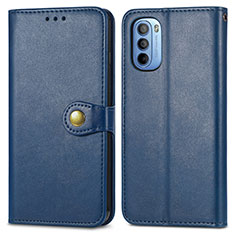 Leather Case Stands Flip Cover Holder S05D for Motorola Moto G31 Blue