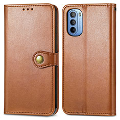 Leather Case Stands Flip Cover Holder S05D for Motorola Moto G31 Brown