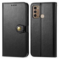 Leather Case Stands Flip Cover Holder S05D for Motorola Moto G40 Fusion Black