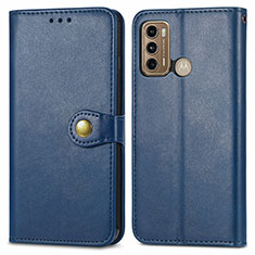 Leather Case Stands Flip Cover Holder S05D for Motorola Moto G40 Fusion Blue