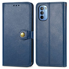 Leather Case Stands Flip Cover Holder S05D for Motorola Moto G41 Blue