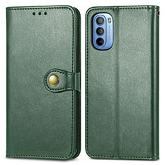 Leather Case Stands Flip Cover Holder S05D for Motorola Moto G41 Green