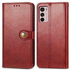 Leather Case Stands Flip Cover Holder S05D for Motorola Moto G42 Red