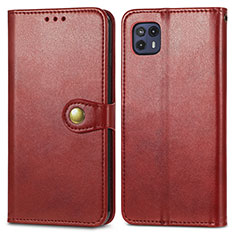 Leather Case Stands Flip Cover Holder S05D for Motorola Moto G50 5G Red