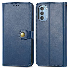Leather Case Stands Flip Cover Holder S05D for Motorola Moto G51 5G Blue