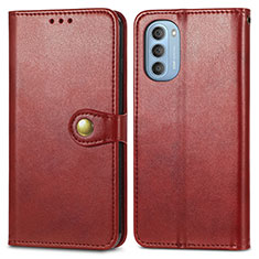 Leather Case Stands Flip Cover Holder S05D for Motorola Moto G51 5G Red
