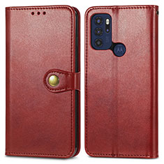 Leather Case Stands Flip Cover Holder S05D for Motorola Moto G60s Red