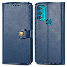 Leather Case Stands Flip Cover Holder S05D for Motorola Moto G71 5G Blue