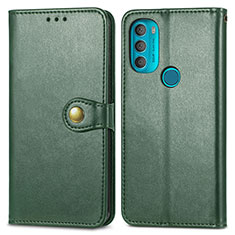 Leather Case Stands Flip Cover Holder S05D for Motorola Moto G71 5G Green