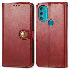 Leather Case Stands Flip Cover Holder S05D for Motorola Moto G71 5G Red