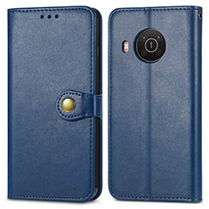 Leather Case Stands Flip Cover Holder S05D for Nokia X10 Blue