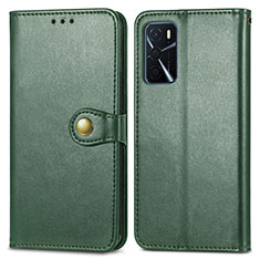 Leather Case Stands Flip Cover Holder S05D for Oppo A16 Green