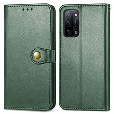 Leather Case Stands Flip Cover Holder S05D for Oppo A56 5G Green