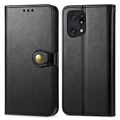 Leather Case Stands Flip Cover Holder S05D for Oppo Find X5 5G Black