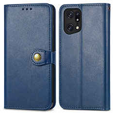 Leather Case Stands Flip Cover Holder S05D for Oppo Find X5 5G Blue