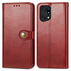 Leather Case Stands Flip Cover Holder S05D for Oppo Find X5 5G Red