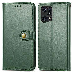Leather Case Stands Flip Cover Holder S05D for Oppo Find X5 Pro 5G Green