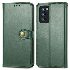 Leather Case Stands Flip Cover Holder S05D for Oppo Reno6 Pro 5G India Green