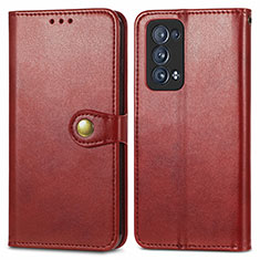 Leather Case Stands Flip Cover Holder S05D for Oppo Reno6 Pro+ Plus 5G Red