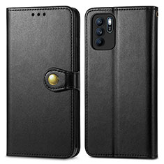 Leather Case Stands Flip Cover Holder S05D for Oppo Reno6 Z 5G Black