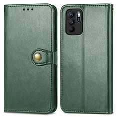Leather Case Stands Flip Cover Holder S05D for Oppo Reno6 Z 5G Green