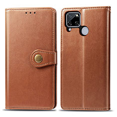 Leather Case Stands Flip Cover Holder S05D for Realme 7i RMX2193 Brown