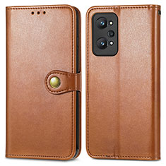 Leather Case Stands Flip Cover Holder S05D for Realme GT2 5G Brown