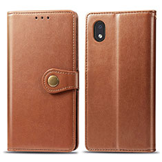 Leather Case Stands Flip Cover Holder S05D for Samsung Galaxy A01 Core Brown
