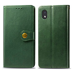 Leather Case Stands Flip Cover Holder S05D for Samsung Galaxy A01 Core Green
