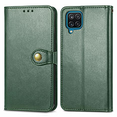 Leather Case Stands Flip Cover Holder S05D for Samsung Galaxy A12 Green