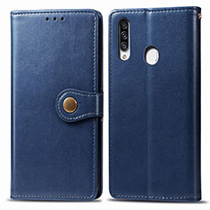 Leather Case Stands Flip Cover Holder S05D for Samsung Galaxy A20s Blue