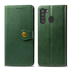 Leather Case Stands Flip Cover Holder S05D for Samsung Galaxy A21 Green