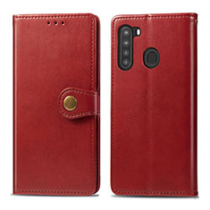 Leather Case Stands Flip Cover Holder S05D for Samsung Galaxy A21 Red