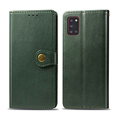 Leather Case Stands Flip Cover Holder S05D for Samsung Galaxy A31 Green