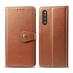 Leather Case Stands Flip Cover Holder S05D for Samsung Galaxy A41 SC-41A Brown