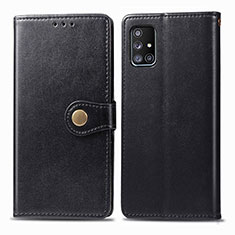 Leather Case Stands Flip Cover Holder S05D for Samsung Galaxy A71 5G Black