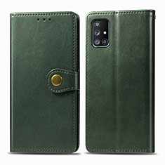 Leather Case Stands Flip Cover Holder S05D for Samsung Galaxy A71 5G Green