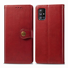Leather Case Stands Flip Cover Holder S05D for Samsung Galaxy A71 5G Red