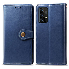 Leather Case Stands Flip Cover Holder S05D for Samsung Galaxy A72 5G Blue
