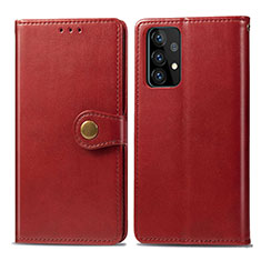 Leather Case Stands Flip Cover Holder S05D for Samsung Galaxy A72 5G Red