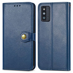 Leather Case Stands Flip Cover Holder S05D for Samsung Galaxy F52 5G Blue