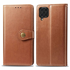 Leather Case Stands Flip Cover Holder S05D for Samsung Galaxy F62 5G Brown