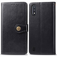 Leather Case Stands Flip Cover Holder S05D for Samsung Galaxy M01 Black