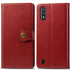 Leather Case Stands Flip Cover Holder S05D for Samsung Galaxy M01 Red